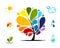 Rainbow tree with weather signs for your design