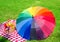 Rainbow umbrella and Picnic basket