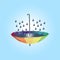 Rainbow umbrella saving water campaign illustration vector concept