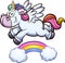 Rainbow unicorn flying over rainbow