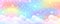 Rainbow unicorn pastel background with glitter stars. Pink cloudy fantasy sky. Cute holographic space. Fairy iridescent