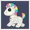 The rainbow unicorn skeleton. Cute pony. Punk horse.