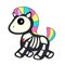 The rainbow unicorn skeleton. Punk horse. Bright multicolored mane and tail. Pink hooves. Halloween costume.