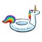 Rainbow Unicorn swim ring. Pool float. Inflatable white unicorn. Swimming circle. Life buoy. Rubber or inflatable ring