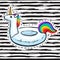 Rainbow Unicorn swim ring. Pool float. Inflatable white unicorn. Swimming circle. Summer print, sticker, badge, fashion