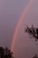 Rainbow in urban colony and purple sky