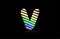 rainbow v alphabet letter stripes logo icon design