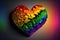 Rainbow volumetric heart, LGBTQ symbol. Generative AI