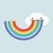 Rainbow vomit cloud cartoon flat