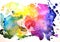 Rainbow watercolor background, bright multicolored splashes