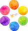 Rainbow watercolor vector circles