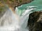 Rainbow and Waterfall in rocks and  Patagonia, Chile.