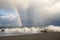 Rainbow and waves of Baltic sea. Estonia