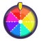 Rainbow wheel fortune icon, cartoon style