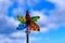 Rainbow Windmill , Colored plastic and wood wind toy