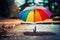 Rainbowcolored Umbrella Providing Shelter From The Storm. Generative AI