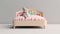 Rainbowcore American Shorthair Cat In Pink Upholstered Bed