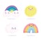 Rainbows clouds sun spring season nature cartoon decoration