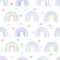 Rainbows and hearts tenderly watercolor seamless pattern. Digital paper. Kids illustration. Colorful nursery art