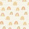 Rainbows and raindrops seamless pattern in orange and yellow .