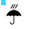 Raindrop above umbrella silhouette icon design vector illustration