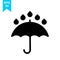 Raindrop above umbrella silhouette icon design vector illustration