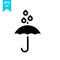 Raindrop above umbrella silhouette icon design vector illustration