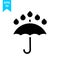 Raindrop above umbrella silhouette icon design vector illustration