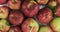 Raindrops on a heap of apples. Rotation of apples. View from above.