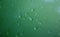 Raindrops water drops on metallic green glossy background