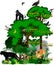 Rainforest african jungle layers vector illustration. Vector Green Tropical Forest jungle with animals