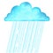 Raining.Vector image with blue rain cloud in wet day on white