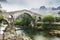 Rains at the old roman stone bridge in Cangas de Onis