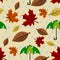 Rainy Autumn Falling Leaves Seamless Pattern