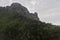 Rainy cloud and fog o the rocky peaks and forest in Paklenica National Park