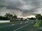 Rainy cloudscape over roads of Auckland in New Zealand