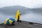 Rainy day fisherman at Sasamat Lake