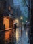 Rainy day oil painting background