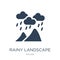 rainy landscape icon in trendy design style. rainy landscape icon isolated on white background. rainy landscape vector icon simple