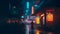 rainy night in cyberpunk chinese city street, neural network generated art