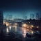 Rainy Night Reverie. A Soothing View of the City\\\'s Skyscrapers. Generative AI