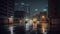 A Rainy Night\\\'s View of the Urban Skyline. Generative AI
