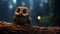 Rainy Owl: A Cartoon Owl In Vray Tracing Style