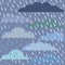 Rainy seamless pattern with clouds