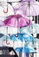 Rainy season concept of colorful umbrellas decoration