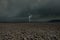 Rainy storm with strong lightning cover stone beach