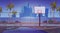 Rainy street basketball court, cityscape skyline