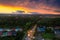 Rainy sunset behind the Tricity beltway. Poland