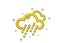 Rainy weather forecast icon. Clouds with rain sign. Cloudy sky. Vector