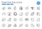 Rainy weather, Moon and Cloudy weather line icons. For website, printing and application. Vector